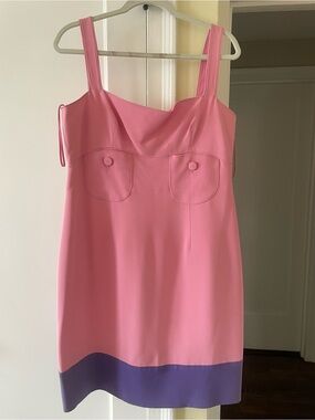 Valentino Hot Pink Dress with Gold Logo Tag